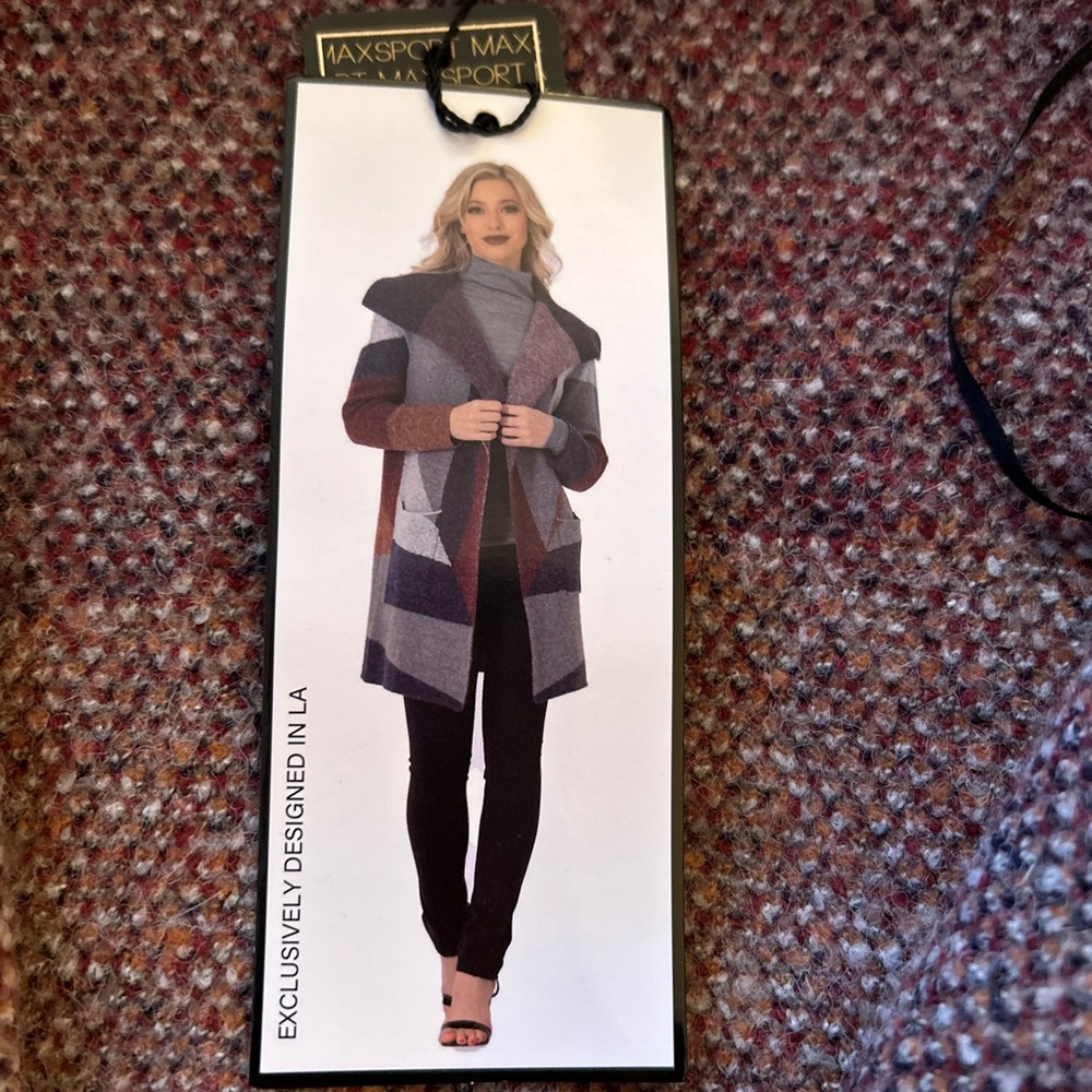 NWT Max Sport Maxsport Colorblock Cardigan Duster Coatigan Sz Large